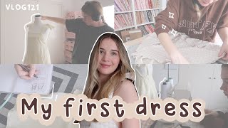 making my FIRST dress for my memade wardrobe  making my own pattern VLOG 121