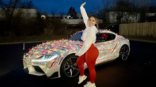 WRAPPING MY SUPRA IN 2000 CHRISTMAS LIGHTS!! VLOGMAS DAY 24!!