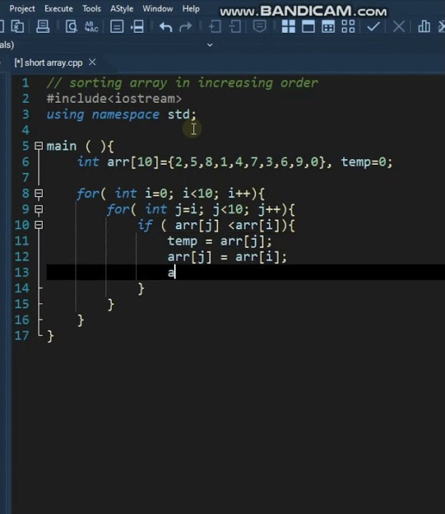 sorting(bubble short) array in ascending order using c++, #shorts # ...