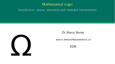 Mathematical Logic, part 1: syntax, semantics, and intended interpretation