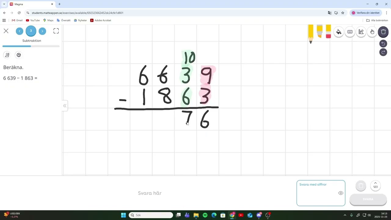 Subtraktion med uppställning åk 4 (genomgång)