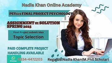 PSY619Final Project Psychology Assignment 1Solution Spring 2023  | PSY619 Final Project submit Idea