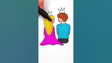 🎨 Barbie Love Story in Glitter! 👸🤴 Fun Art for Kids 💕 #Barbie #Princess #easydrawing #shorts
