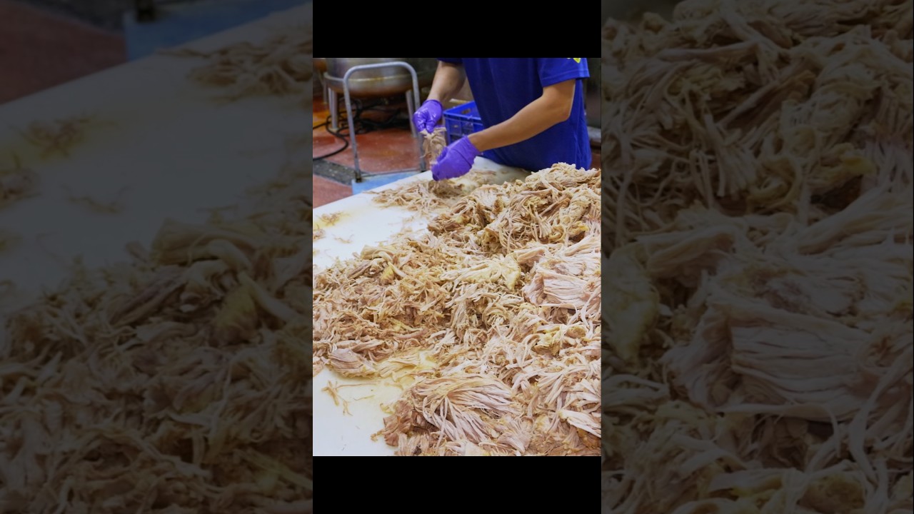 1000KG a day! Amazing Spicy Shredded Pork Mass Processing Factory/一天1000斤！古早味豬肉絲大量製作工廠/珍泰興食品 縮圖
