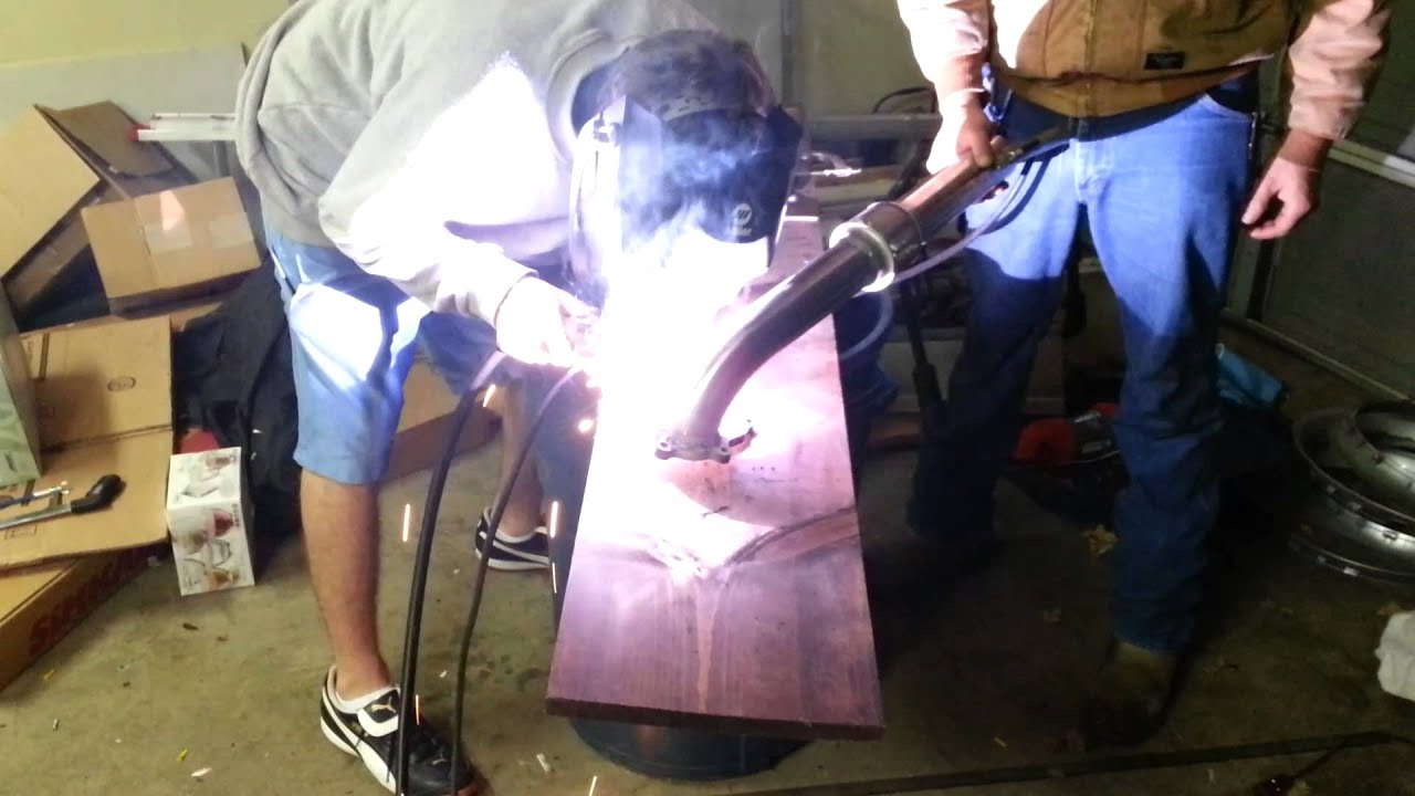 Welding up the turbo flange YouTube