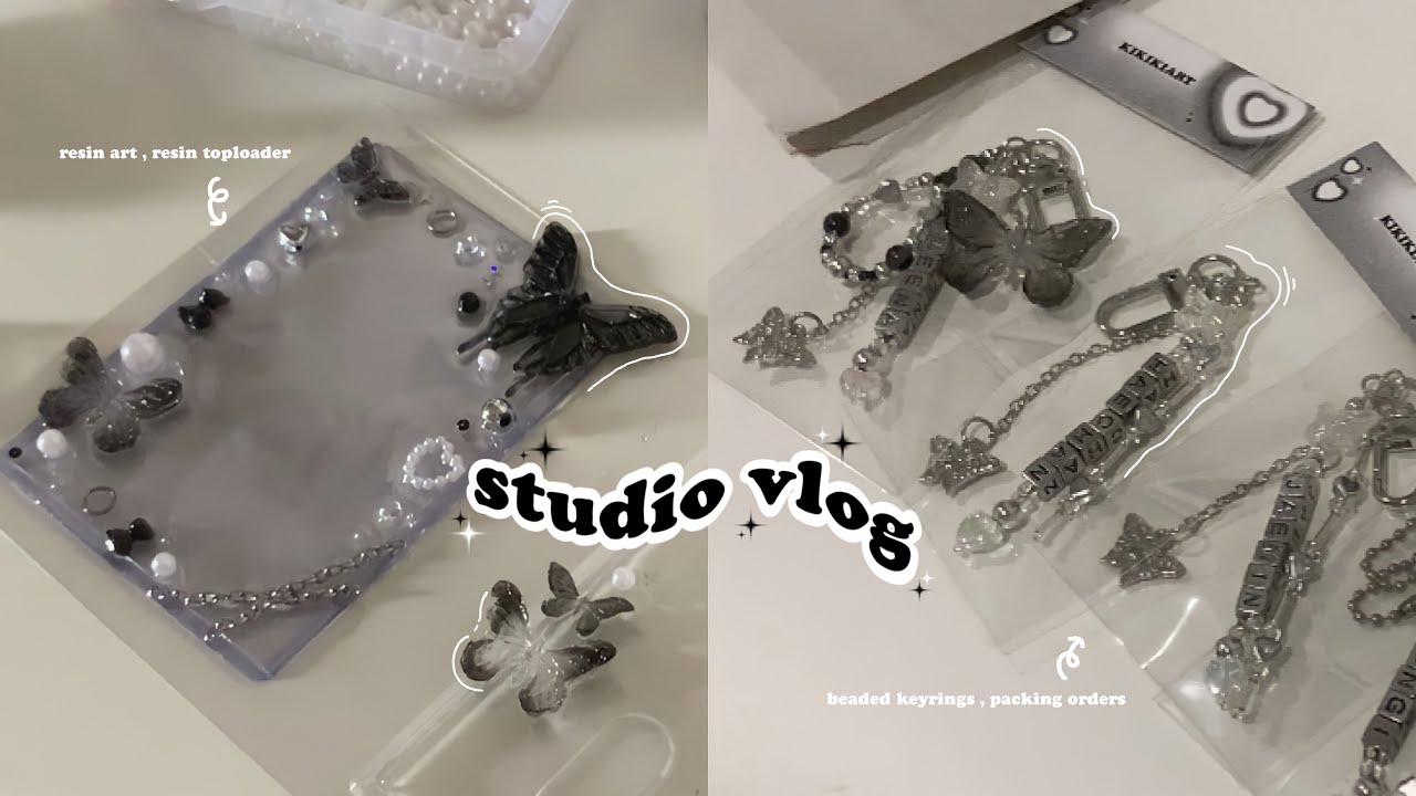 🛒studio vlog 1 / resin toploader, beaded keyrings, packing orders, เฟรมการ์ดเรซิ่น, พวงกุญแจลูกปัด