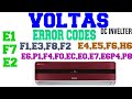 Voltas dc invelter ac error codes faults E1,F7,E2,F1,E3,P4,P8,E0,E7,E8,F4,F0,EC,E6,P1F6,H6 solution