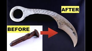 Turning a Rusty Old Nail into a Karambit Knife by Miller Knives 51,405 views 4 years ago 10 minutes, 36 seconds