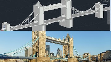 AutoCAD 3D Modeling Practice - Tower Bridge (London, England) - QasimCAD
