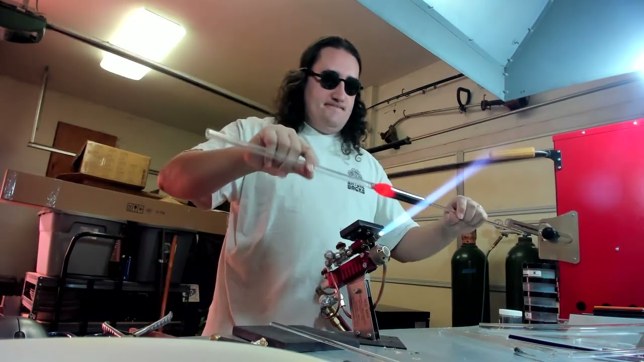 Heady Blue Black Pink Pipe with Opal Marble