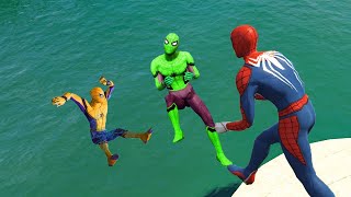 Spiderman Push Rainbow Spiderman into Lake in GTA 5! (Ragdolls/Euphoria Physics)