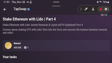 Stake Ethereum with Lido | Part 4 Tapswap Code