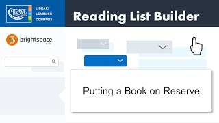 Reading List Builder - Putting a Book on Reserve