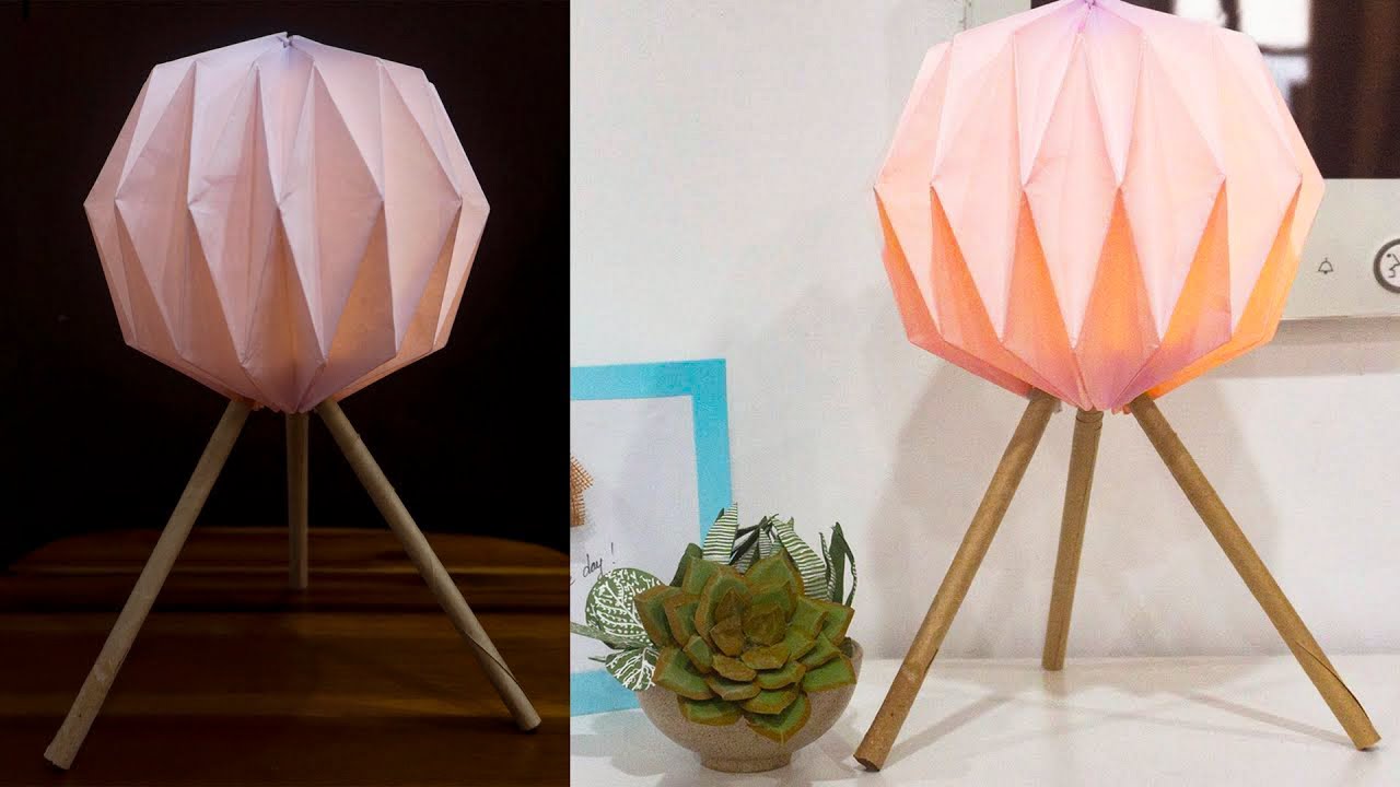 How to make an ORIGAMI LAMP - DIY Paper - Room Decor - YouTube