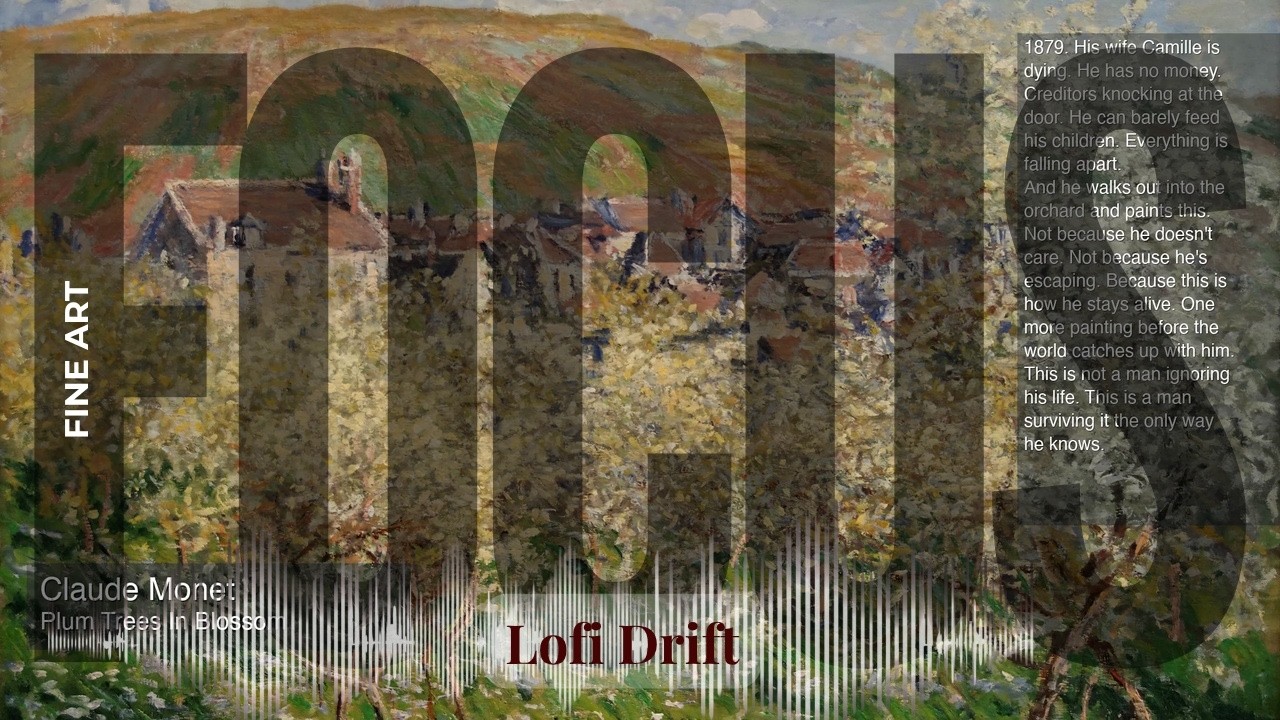 Focus - Lofi Drift with Fine Art | Monet · Plum Trees In Blossom & others