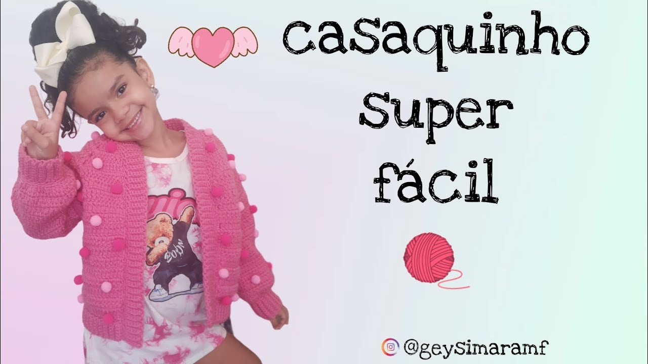 CASACO CROCHÊ FÁCIL INFANTIL (07 anos) 💗🧶