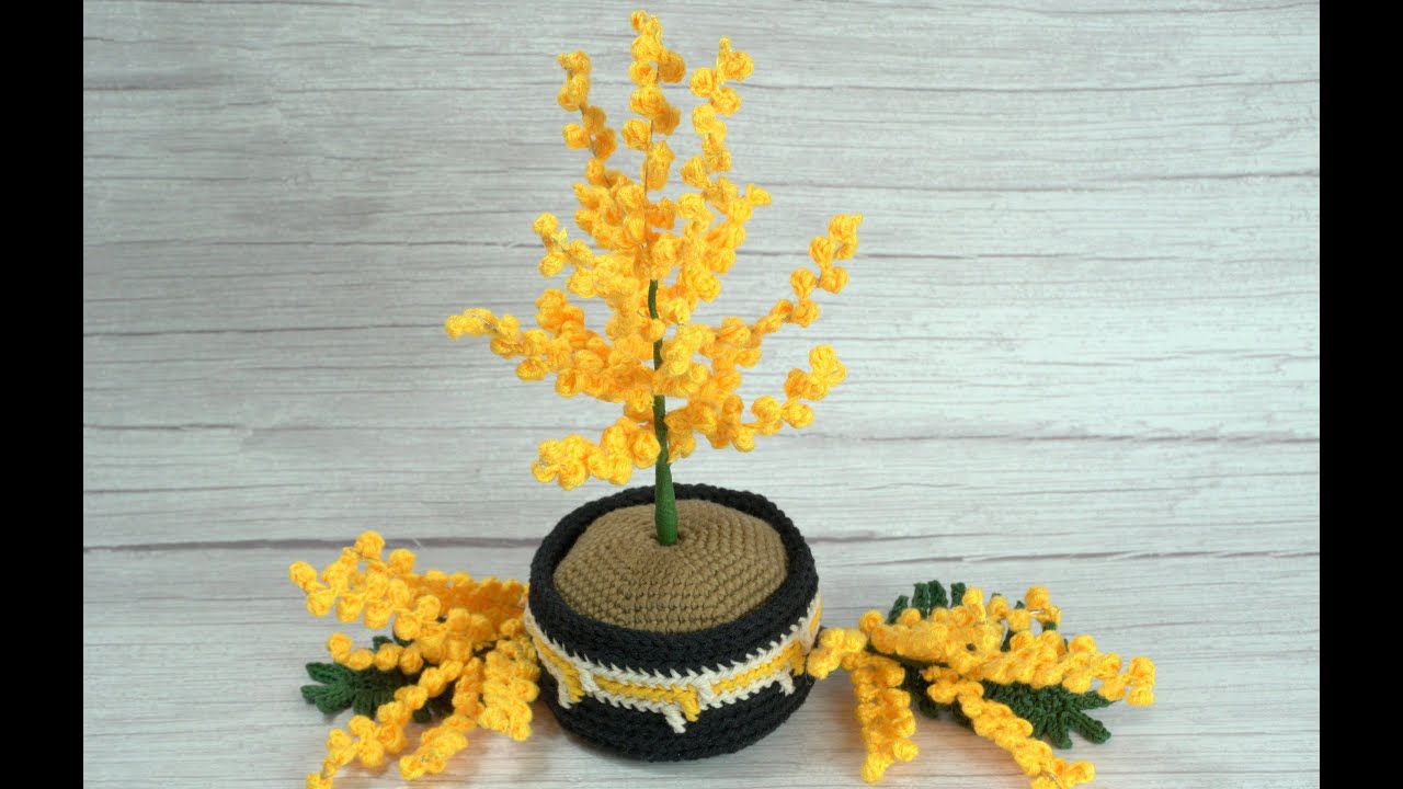 FLOR DE MIMOSA TEJIDA EN CROCHET