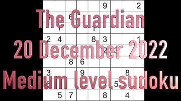 Sudoku – solution The Guardian sudoku 20 December 2022 Medium level