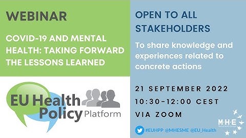 COVID-19 and mental health: taking forward the lessons learned | 21 September 2022