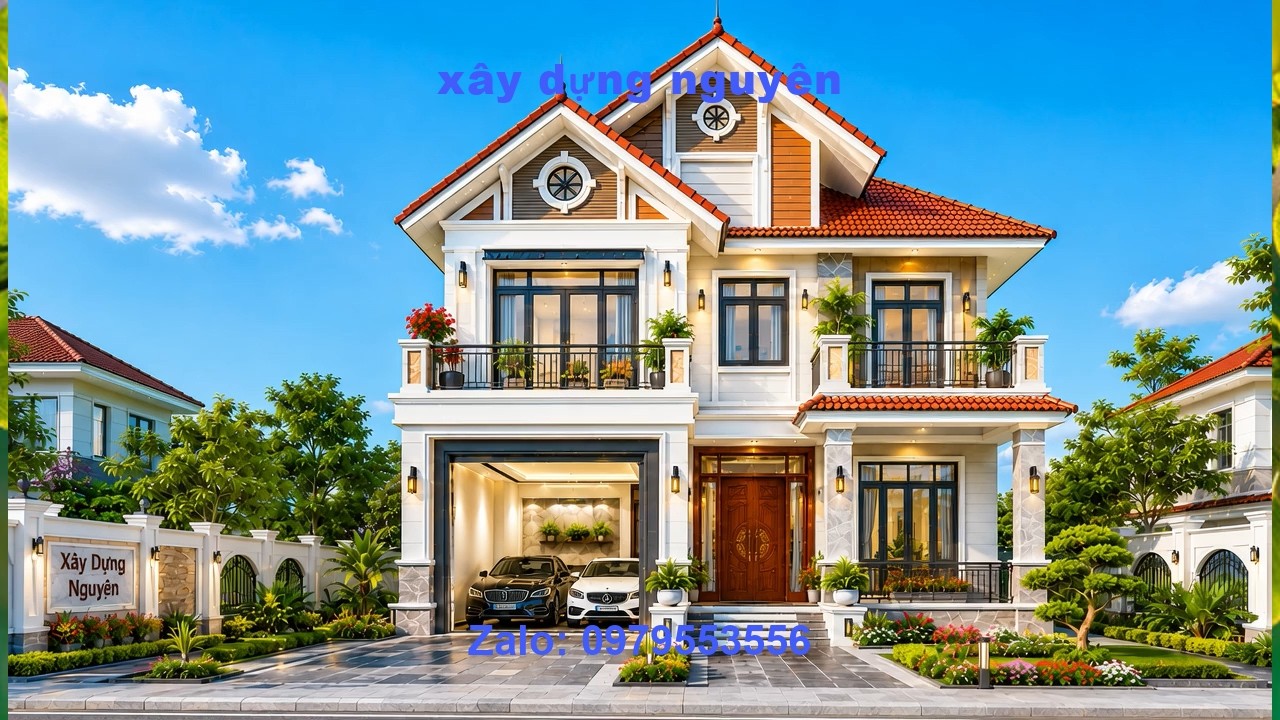 mẫu Biệt Thự 2 Tầng Mái Thái Diện Tích 8x22m Thiết Kế 5 Phòng Ngủ #nha2tang #maithai
