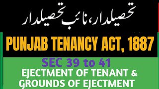 SEC 39 to 41 of Punjab Tenancy Act, 1877 I Ejectment of Tenant I Grounds of Ejectment