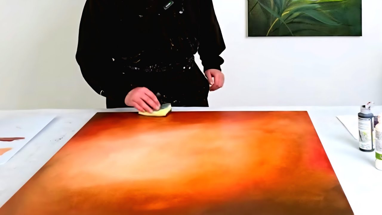 RICH & RUSTIC Abstract Acrylic Painting / Sponge Blending / Big Brush Sweepes 