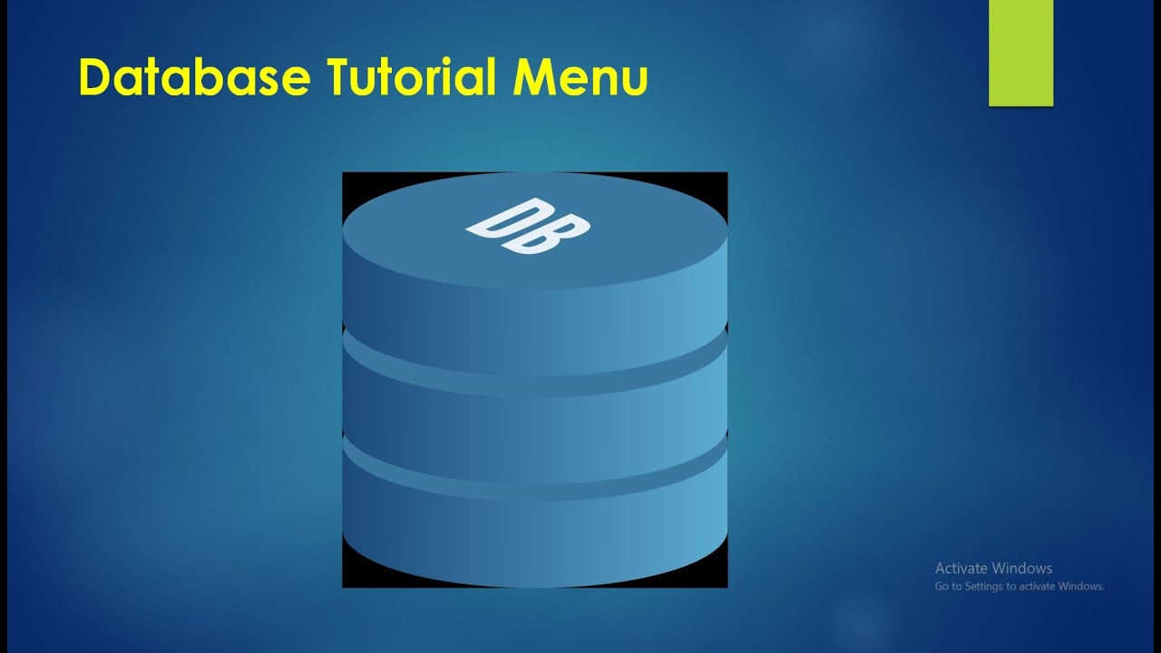 Database Tutorial Course Menu - YouTube