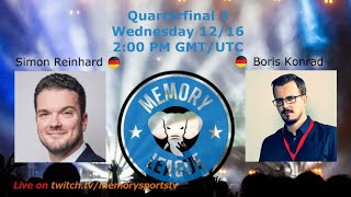 Memory League Season 10 Quarterfinal - Simon Reinhard (GER) vs Boris Konrad…