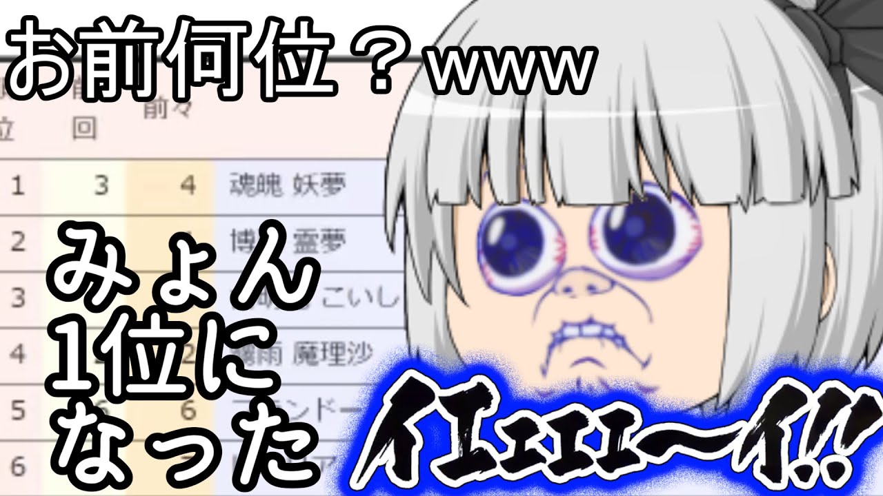 【ゆっくり茶番】妖夢が1位に！？イエェェェ～イ！！