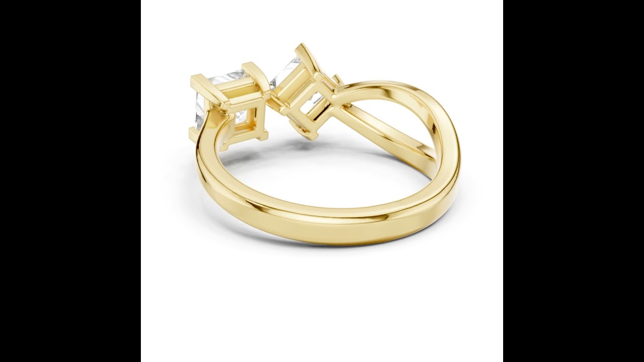 Duo Princess Cut Lab Grown Diamond Two Stone Weeding Ring