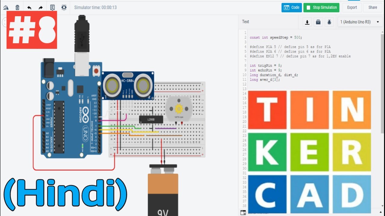 Tinkercad Circuit Tutorials [DC MOTOR INTERFACE] {PART 8} |HINDI| by AD ...