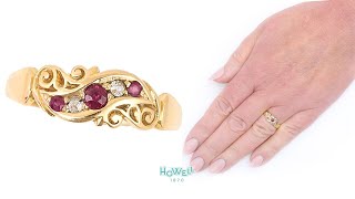 Edwardian 18ct Gold Ruby and Diamond Five Stone Band Ring Circa 1910 Net Worth