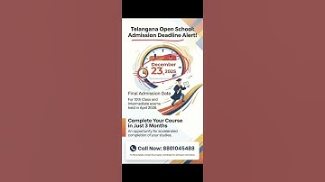 Telangana Open School Admission Last Date | Pass 10th & Inter in 3 Months | April 2026 Exams