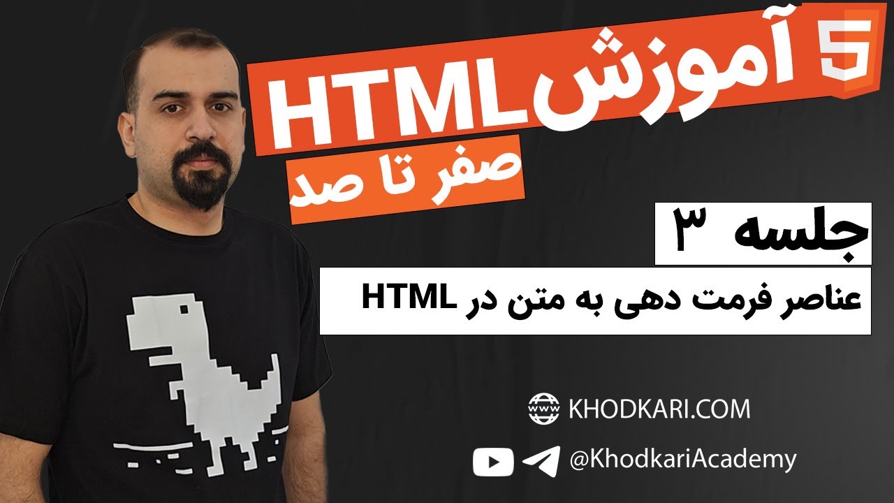 آموزش HTML - جلسه سوم - عناصر فرمت دهی به متن در اچ تی ام ال - YouTube