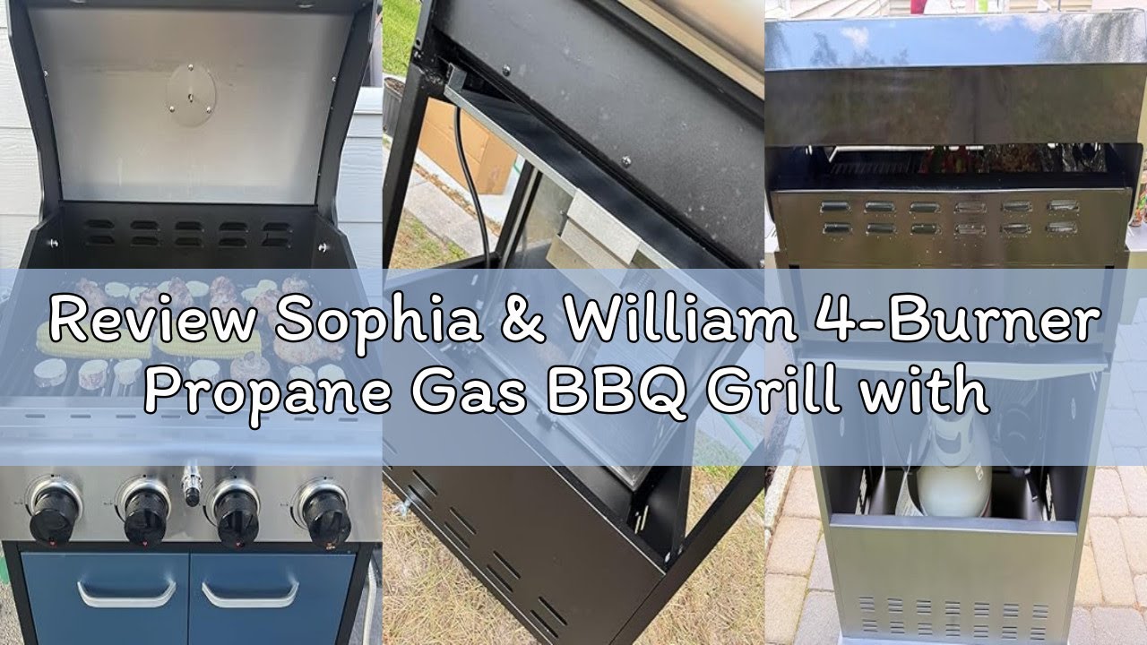 Review Sophia & William 4-Burner Propane Gas BBQ Grill with Side Burner and Porcelain-Enameled Cast