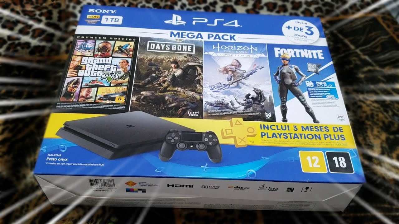 Console PS4 1TB Bundle Hits c/ 3 jogos + PSPPlus - Sony Console