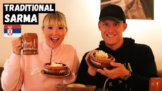 Brits Try SARMA! Authentic SERBIAN Kafana Food in Belgrade, Serbia!