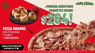 Papa Johns - Pizza grande y complemento a solo $264. Envío gratis.