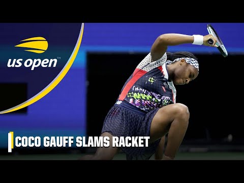 Coco gauff slams her racket in frustration | 2022 us open