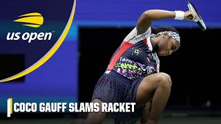 Celebrity Coco Gauff slams her racket in frustration | 2022 US Open Profile
