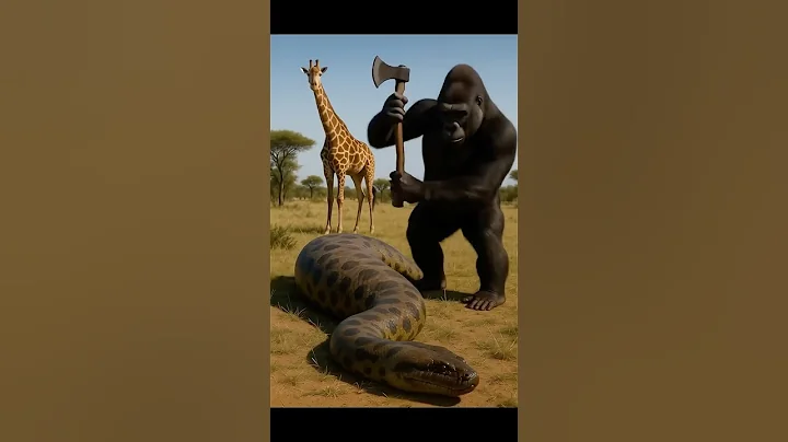 Will the Gorilla Defeat the Giant Python to Save the Giraffe? 🐍 🦍대형 비단뱀을 물리쳐 아기 기린을 구할 수 있을까?