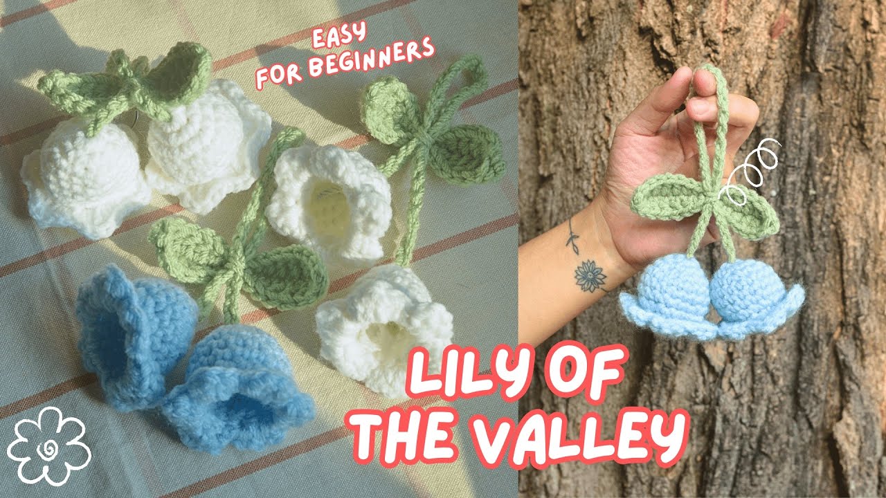 crochet lily of the valley flower keychain/key ring/bag charm | easy crochet tutorial 