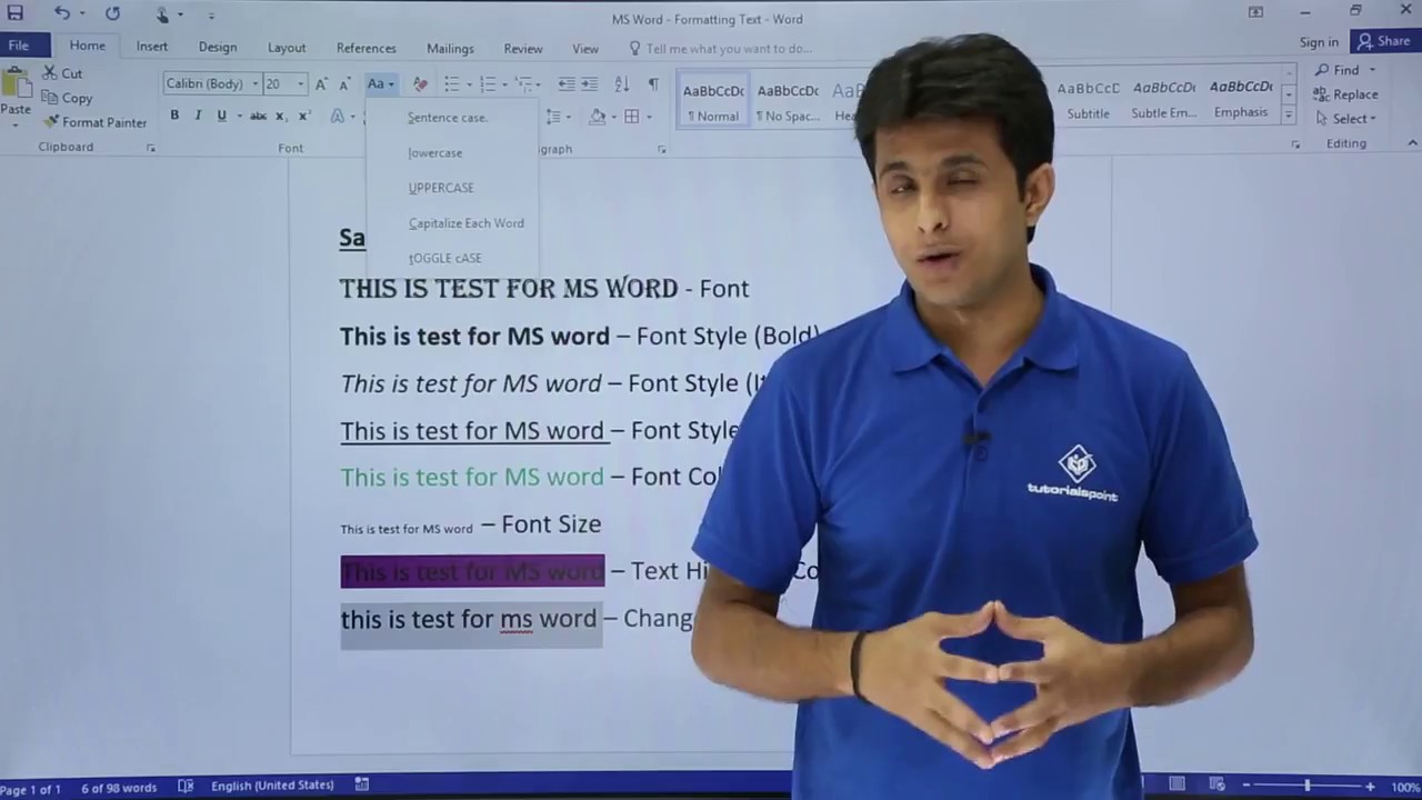 Ms Word - Formatting Text