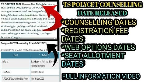 TS 2022 POLYCET COUNSELLING DATES RELEASED||#telangana#tspolycet2022#exam#polytechnic#hallticket