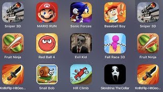 Sniper 3D,Mario Run,Sonic Forces,Baseball Boy,Fruit Ninja,Red Ball 4,Evil Kid screenshot 1