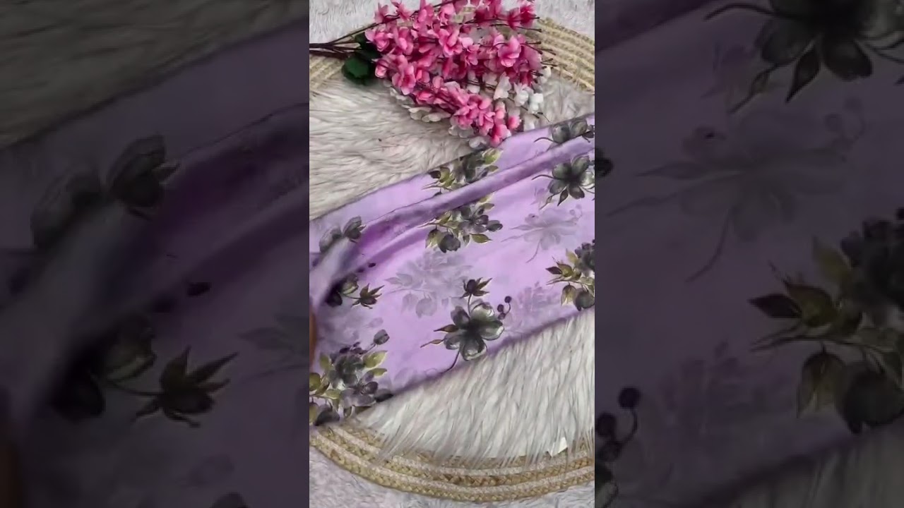 soft chinnon fabric with digital print saree collection 