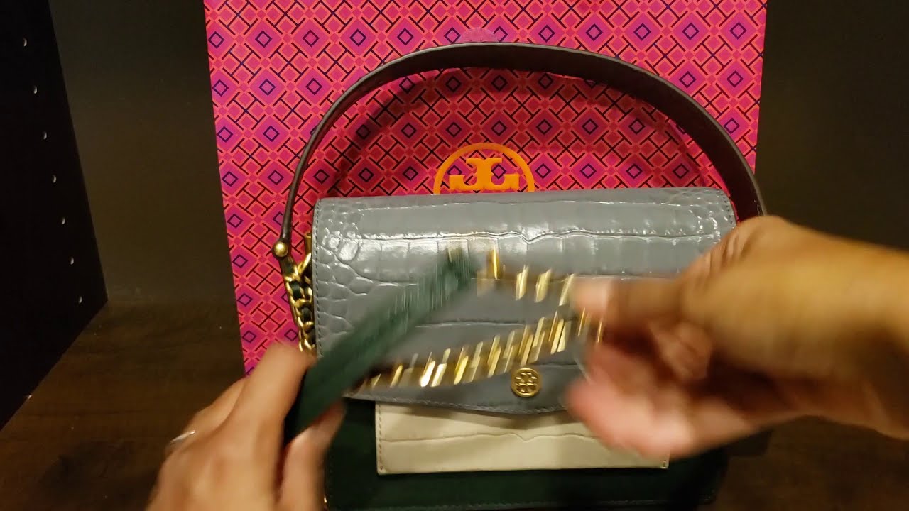 Tory Burch Robinson Embossed ColorBlock DoubleStrap Shoulder Bag