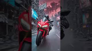 #car #bike #racing #postapocalyptic #city #lights