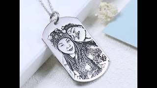 Sterling Silver Engraved Photo Necklace,Start at $19.9