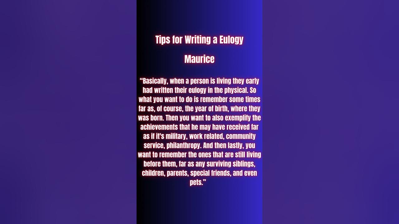 Tips for Writing a Eulogy